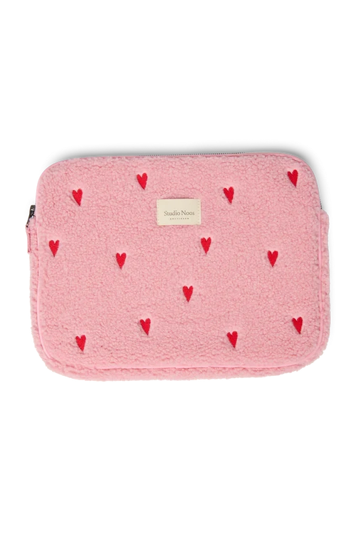 Teddy Laptop Sleeve 13 Inch | Light Pink Hearts
