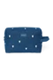 Denim Toiletry Bag | Dark Blue White Hearts
