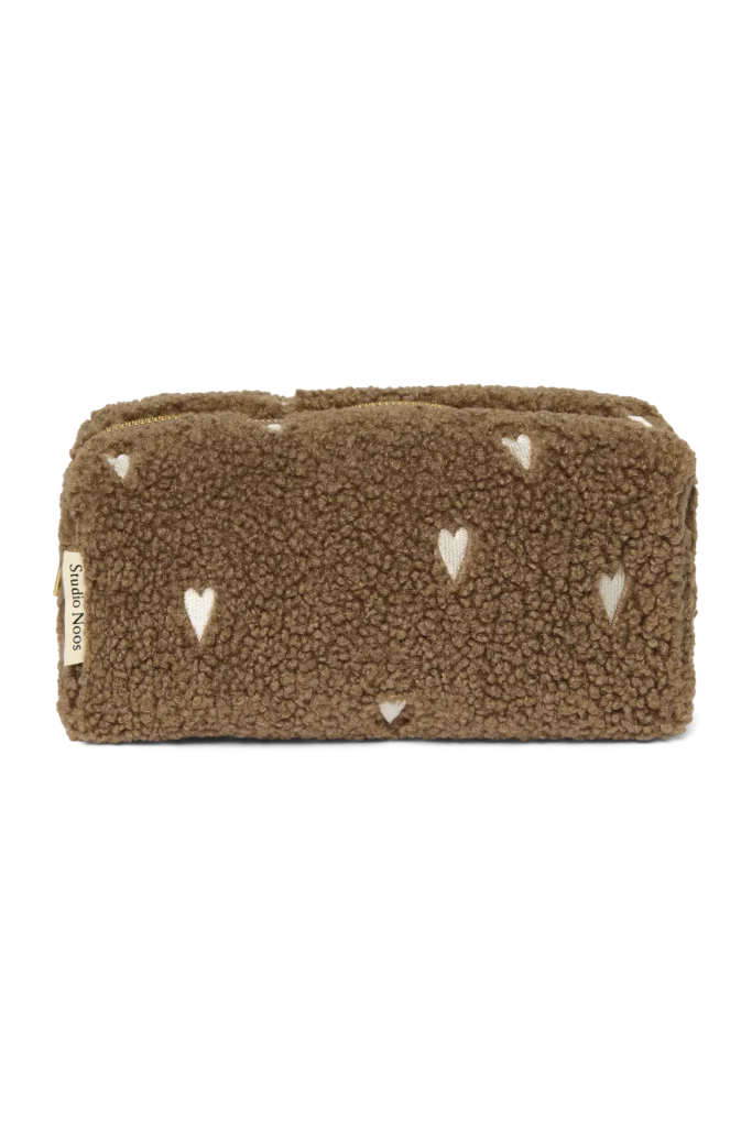 Teddy Pouch | Brown Hearts