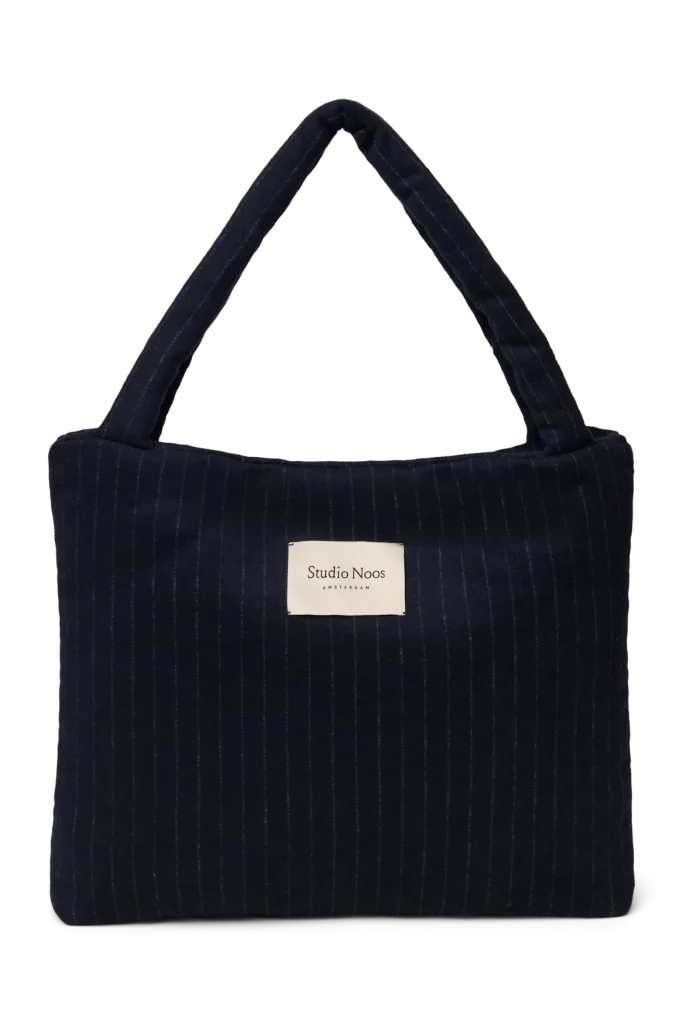 Flannel Chalkstripe Mom Bag | Dark Blue