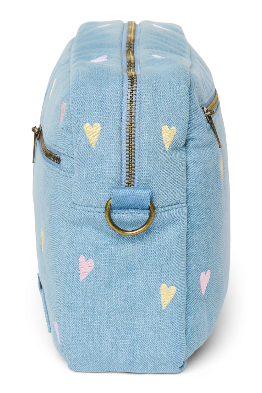 Denim Stroller Organizer | Light Blue Hearts