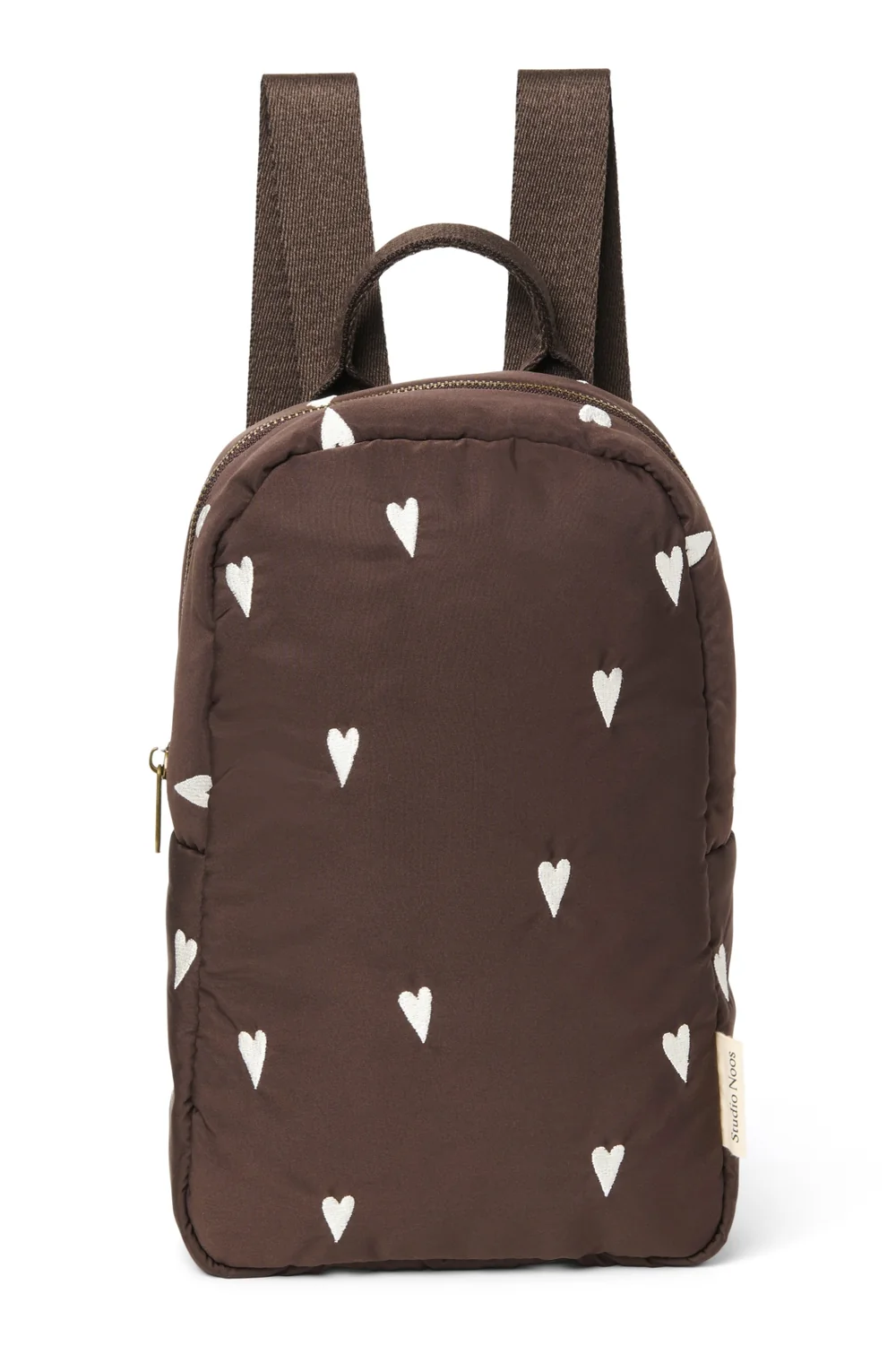 Puffy Mini Backpack | Brown Hearts