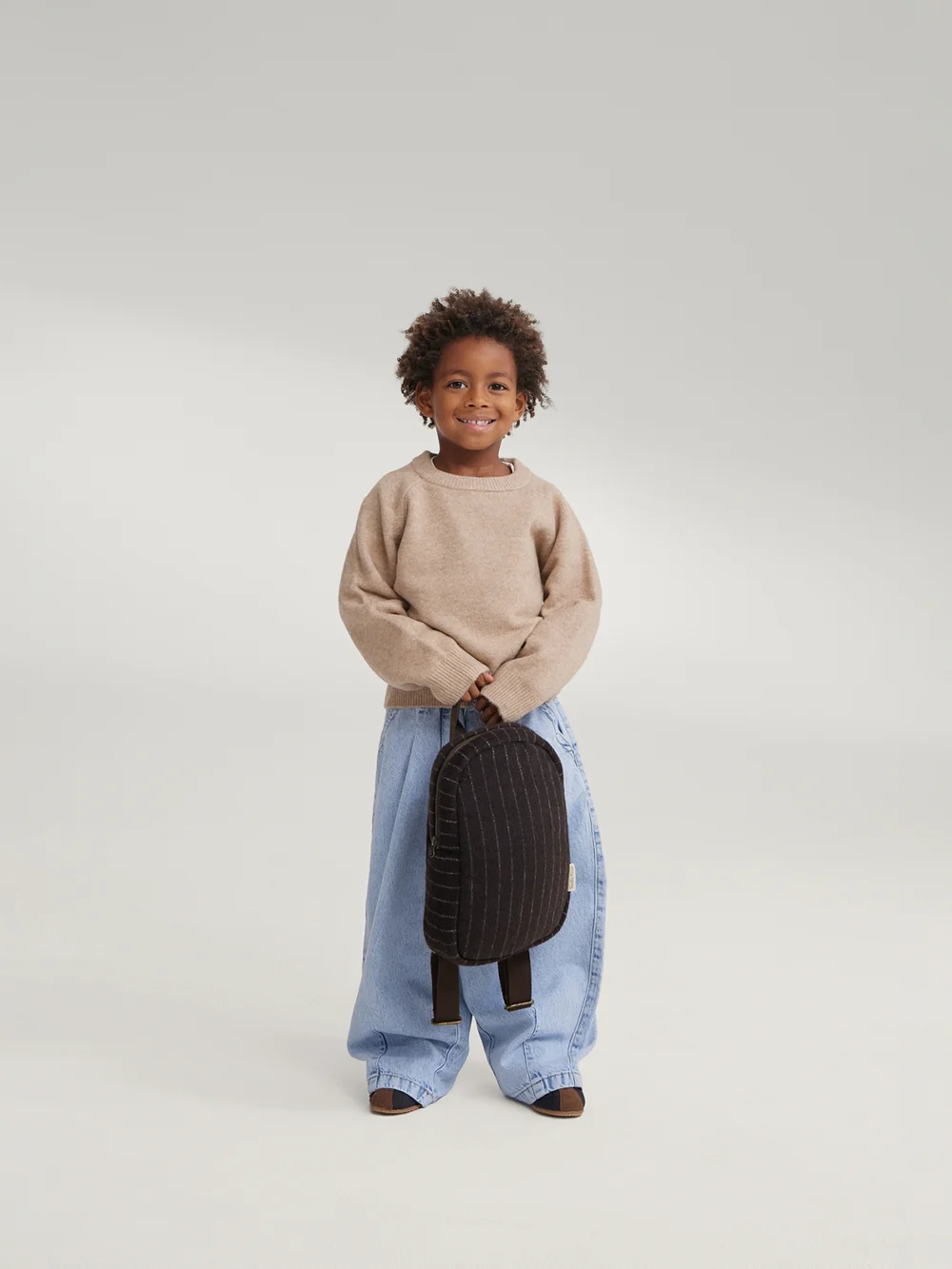Flannel Chalkstripe Mini Backpack | Brown