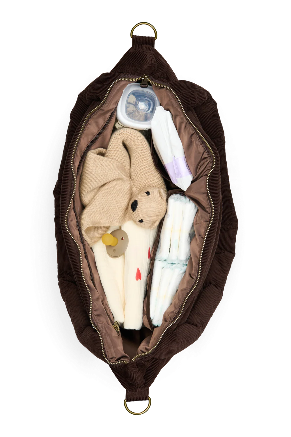 Rib Puffy Diaper Bag | Dark Brown