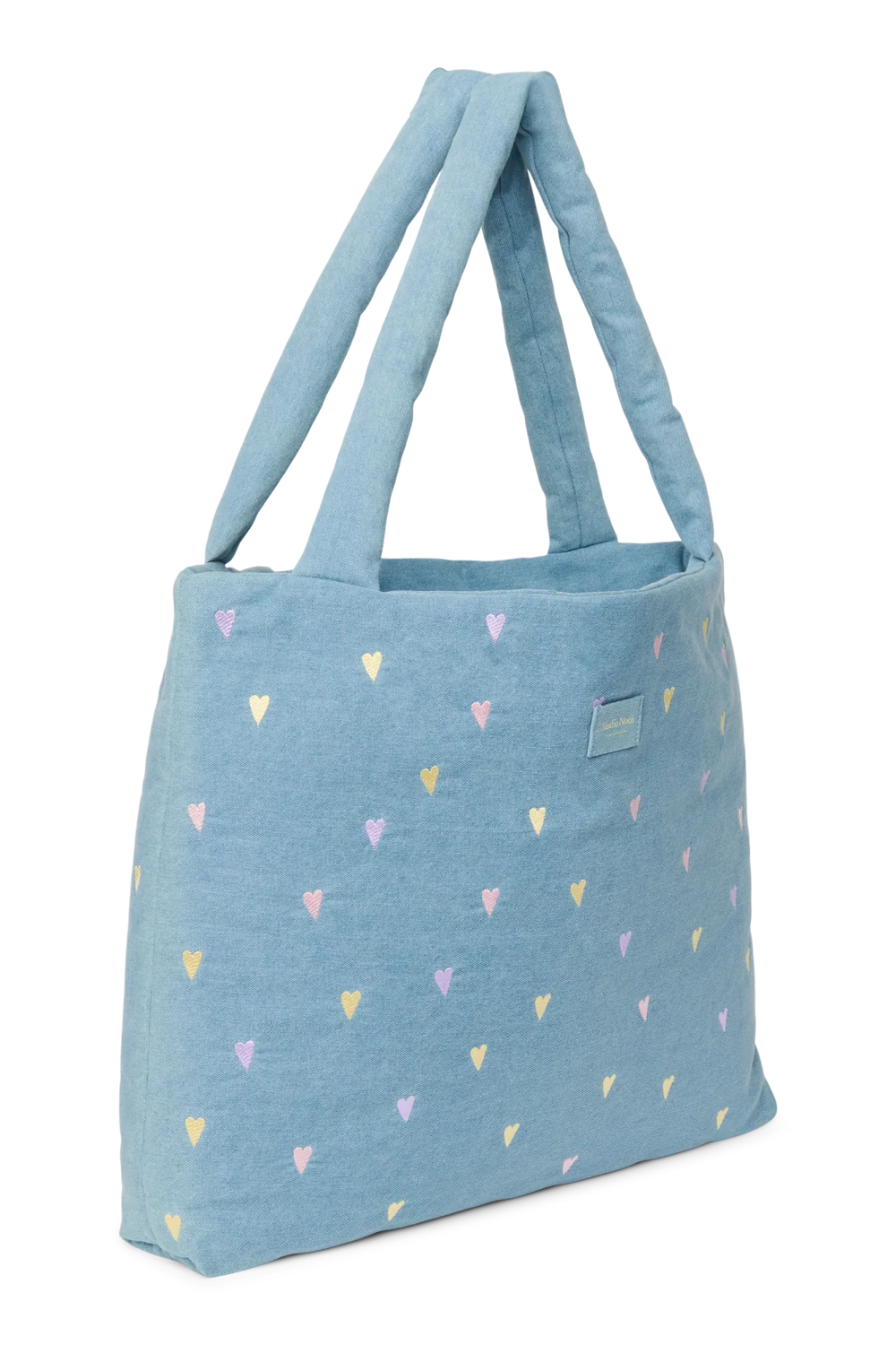 Denim Mom Bag | Light Blue Hearts