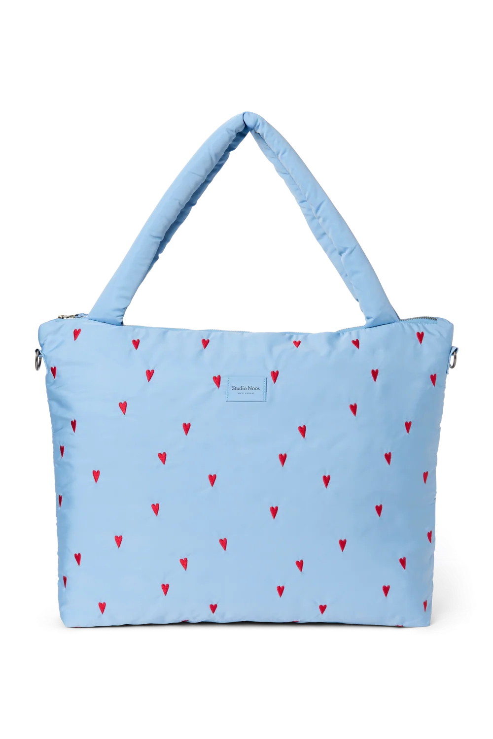 Puffy Diaper Bag | Light Blue Hearts