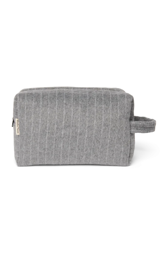 Flannel Chalkstripe Toiletry Bag | Light Grey