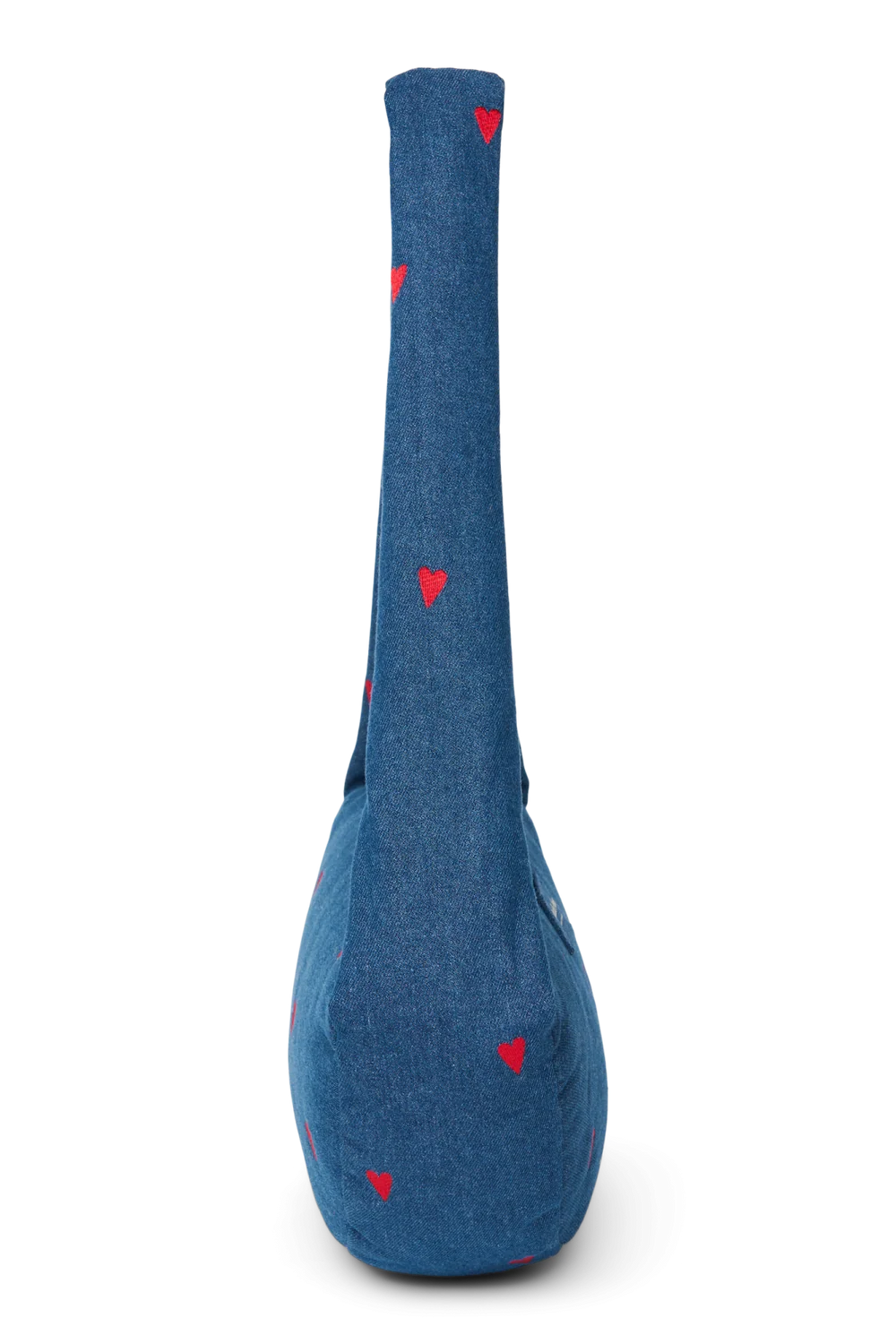 Denim Mini Cross Body Bag | Dark Blue Red Hearts
