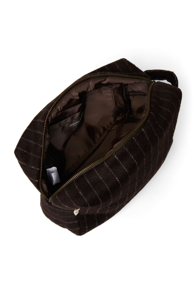 Flannel Chalkstripe Toiletry Bag | Brown