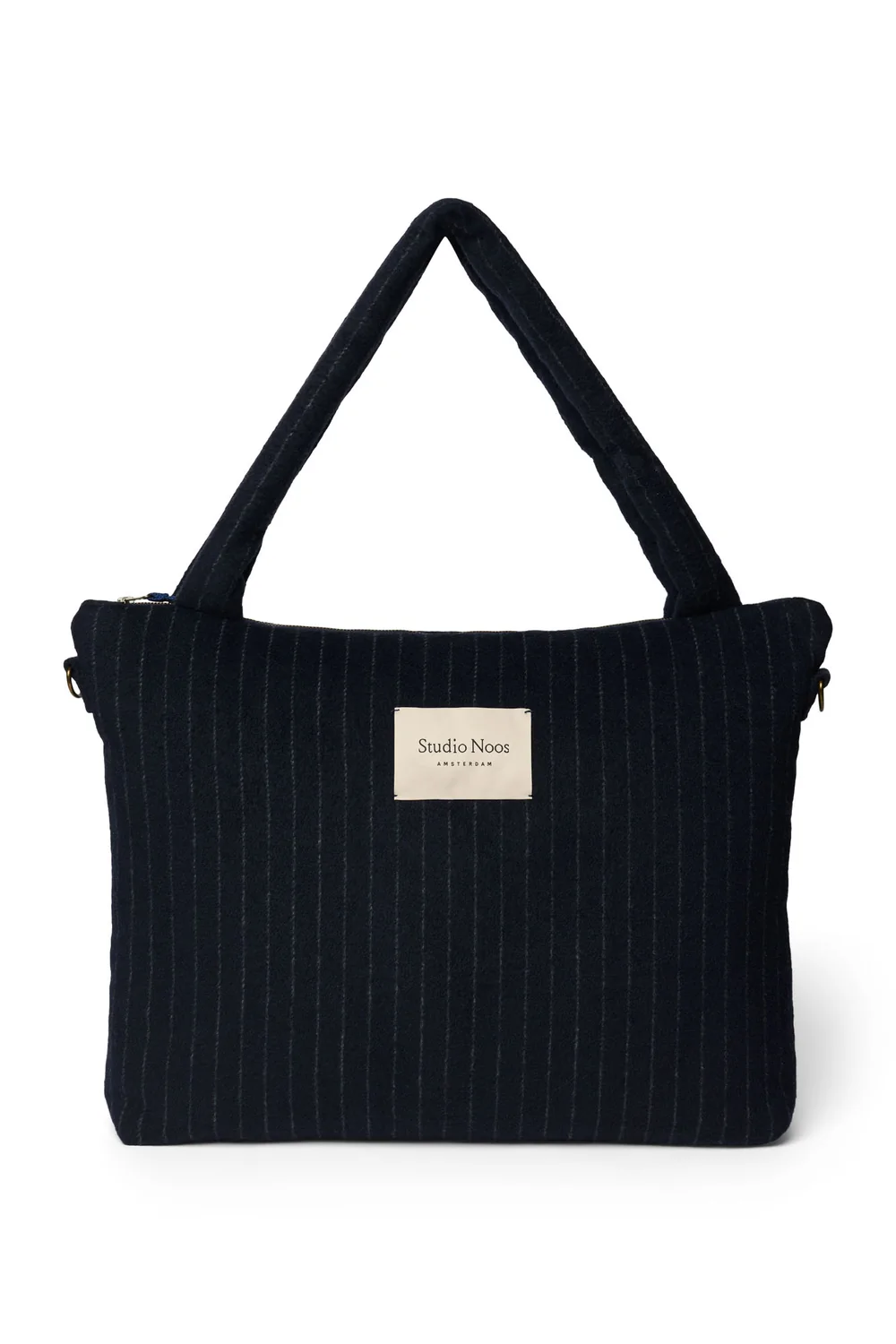 Flannel Chalkstripe Diaper Bag | Dark Blue