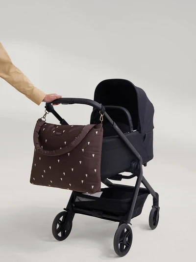 Puffy Diaper Bag | Brown Hearts