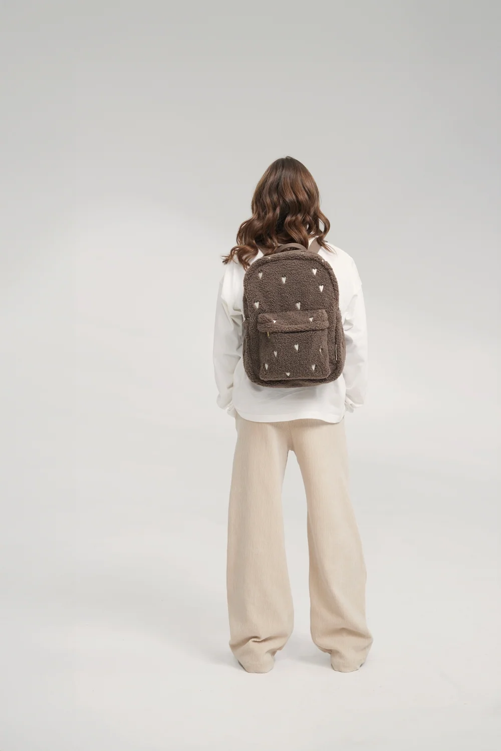 Teddy Midi Backpack | Brown Hearts