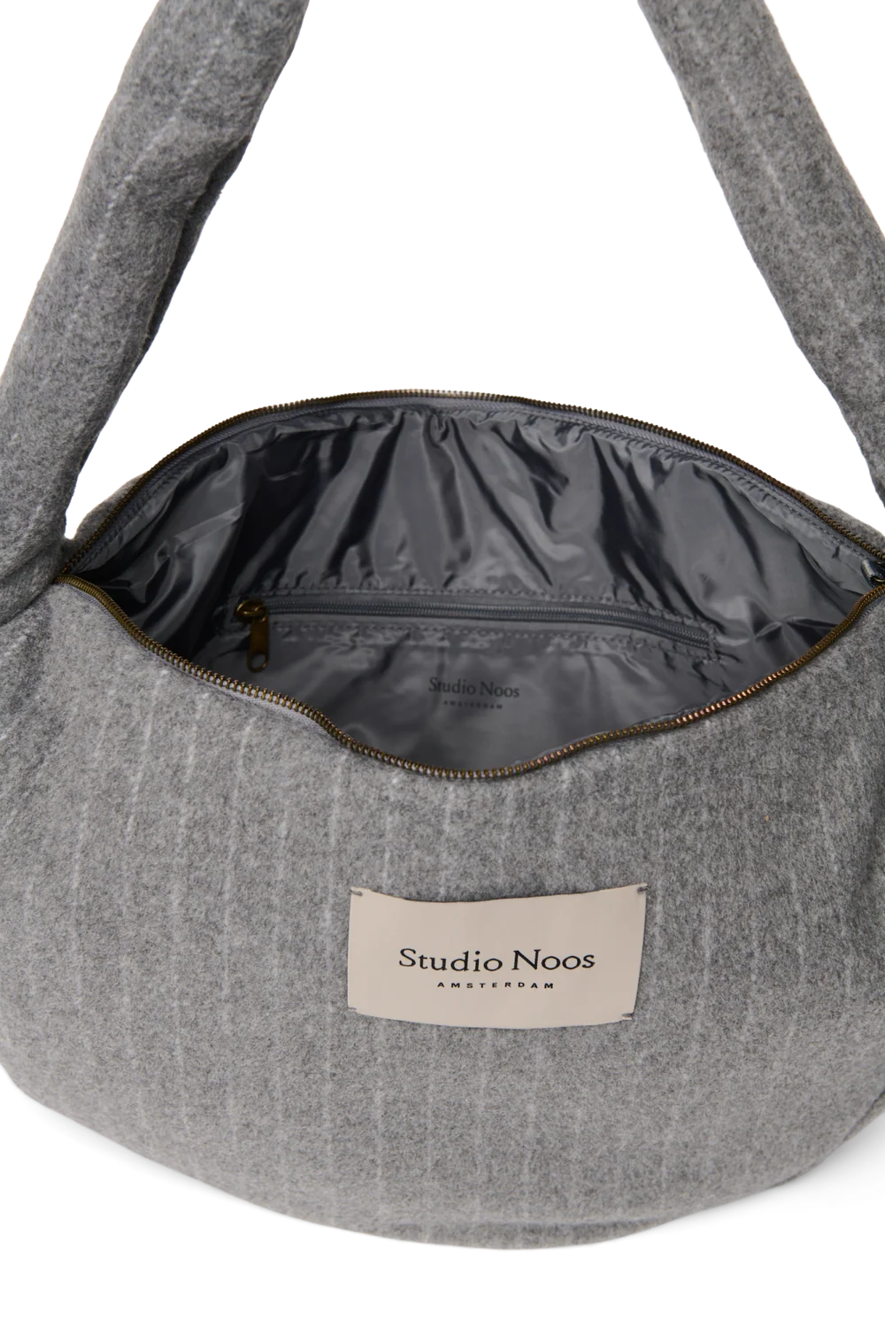 Flannel Chalkstripe Cross Body Bag | Light Grey
