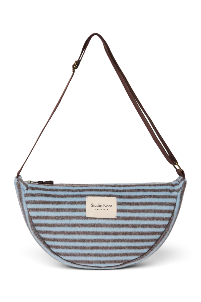 Stripy Wool Adult Fanny Pack | Light Blue / Brown