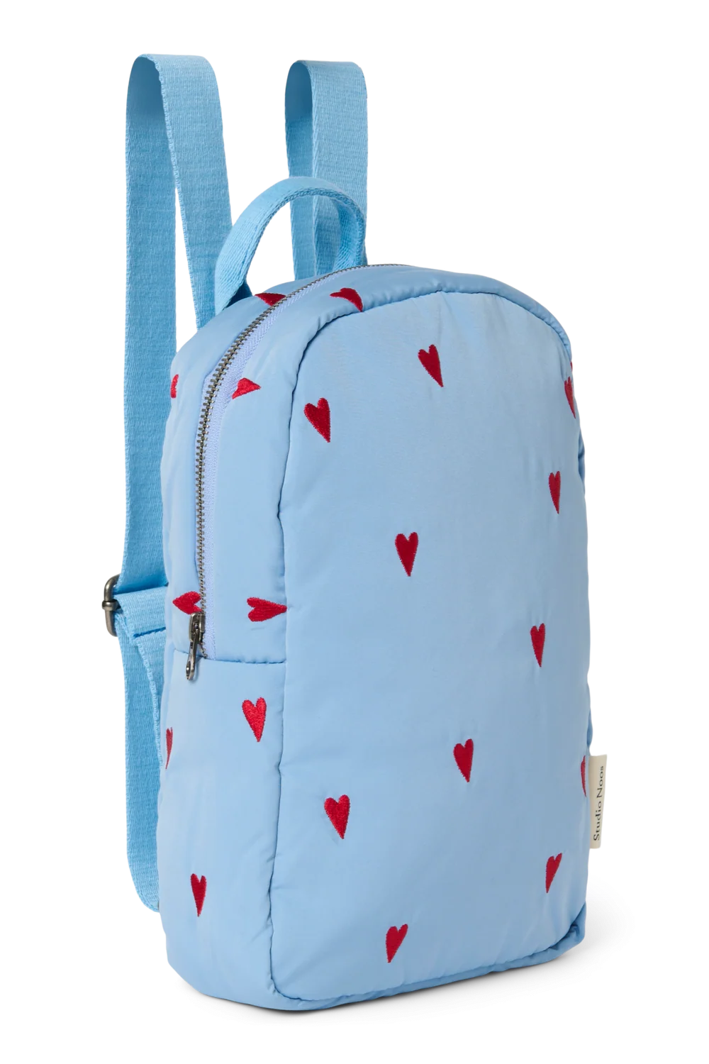 Puffy Mini Backpack | Light Blue Hearts