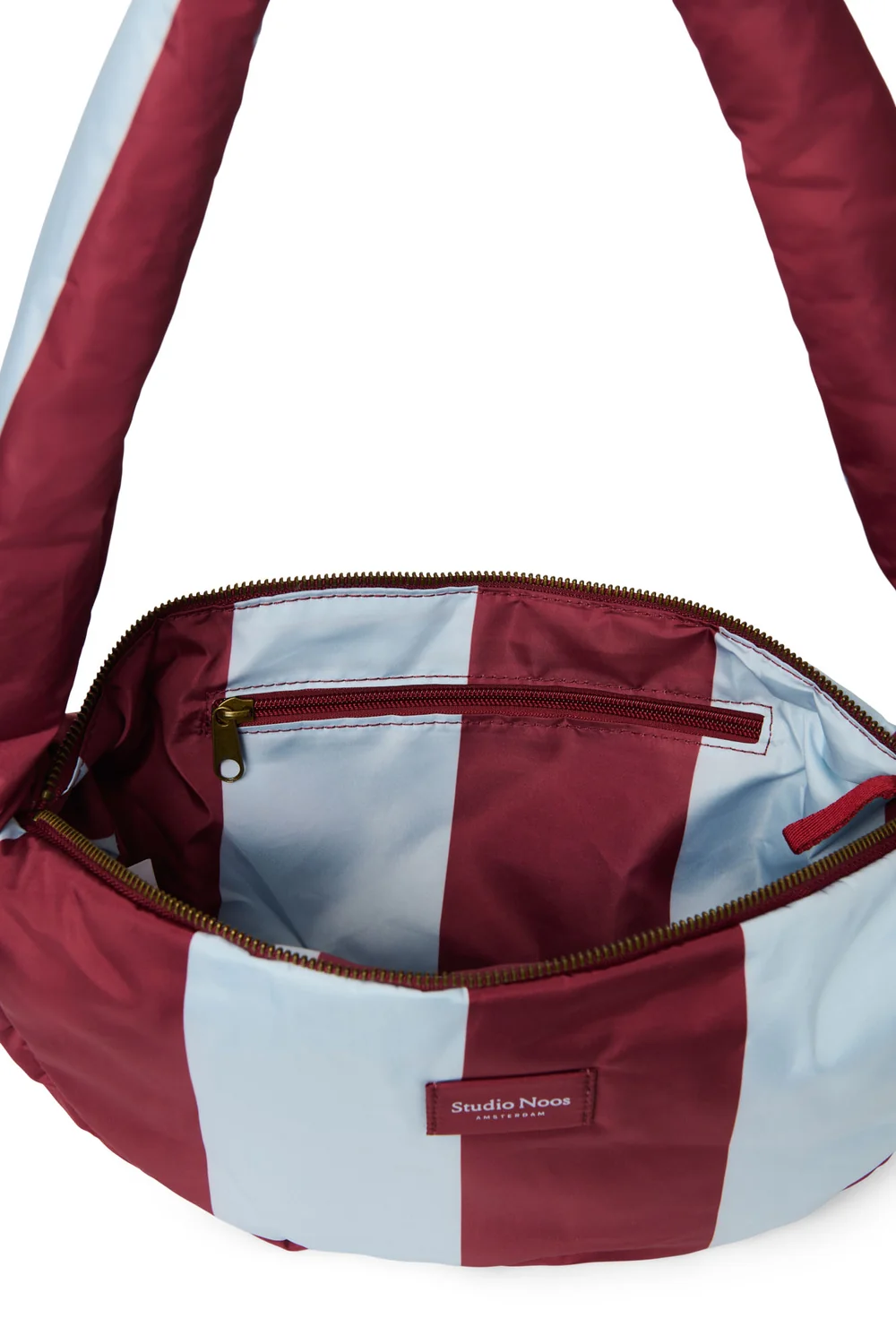 Bold Stripe Mini Cross Body Bag | Bordeaux/Light Blue