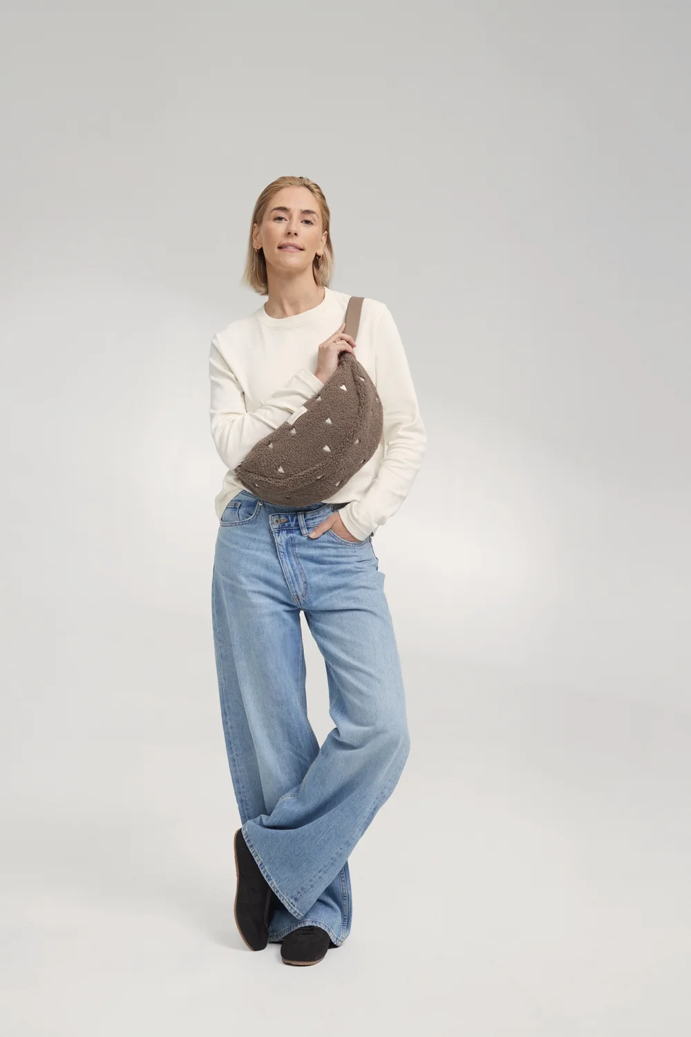 Teddy Adult Fanny Pack | Brown Hearts