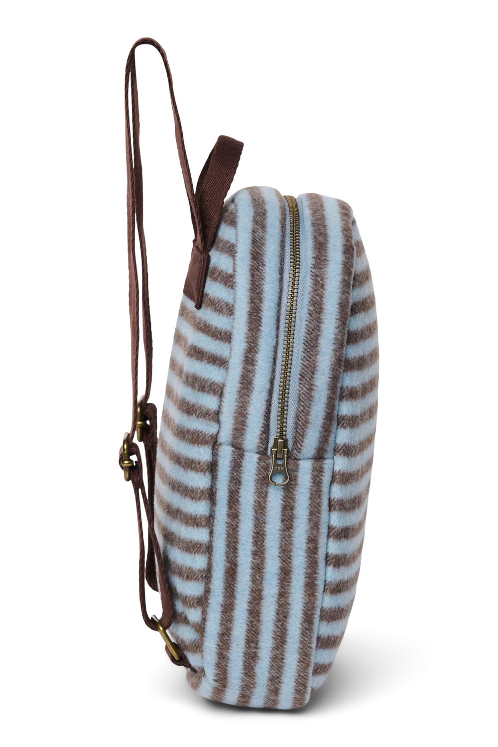 Stripy Wool Mini Backpack | Light Blue / Brown