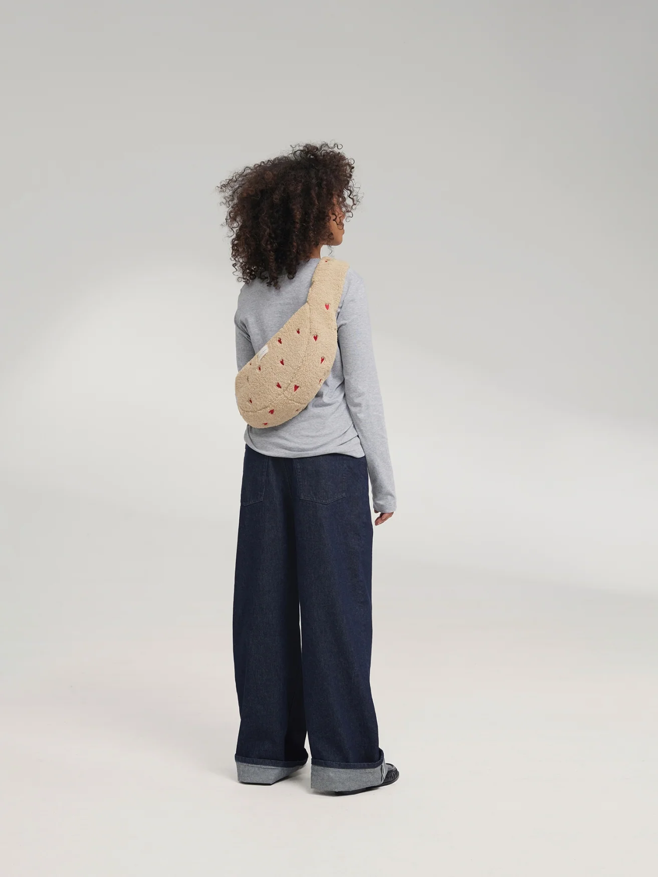 Teddy Mini Cross Body Bag | Ecru Hearts