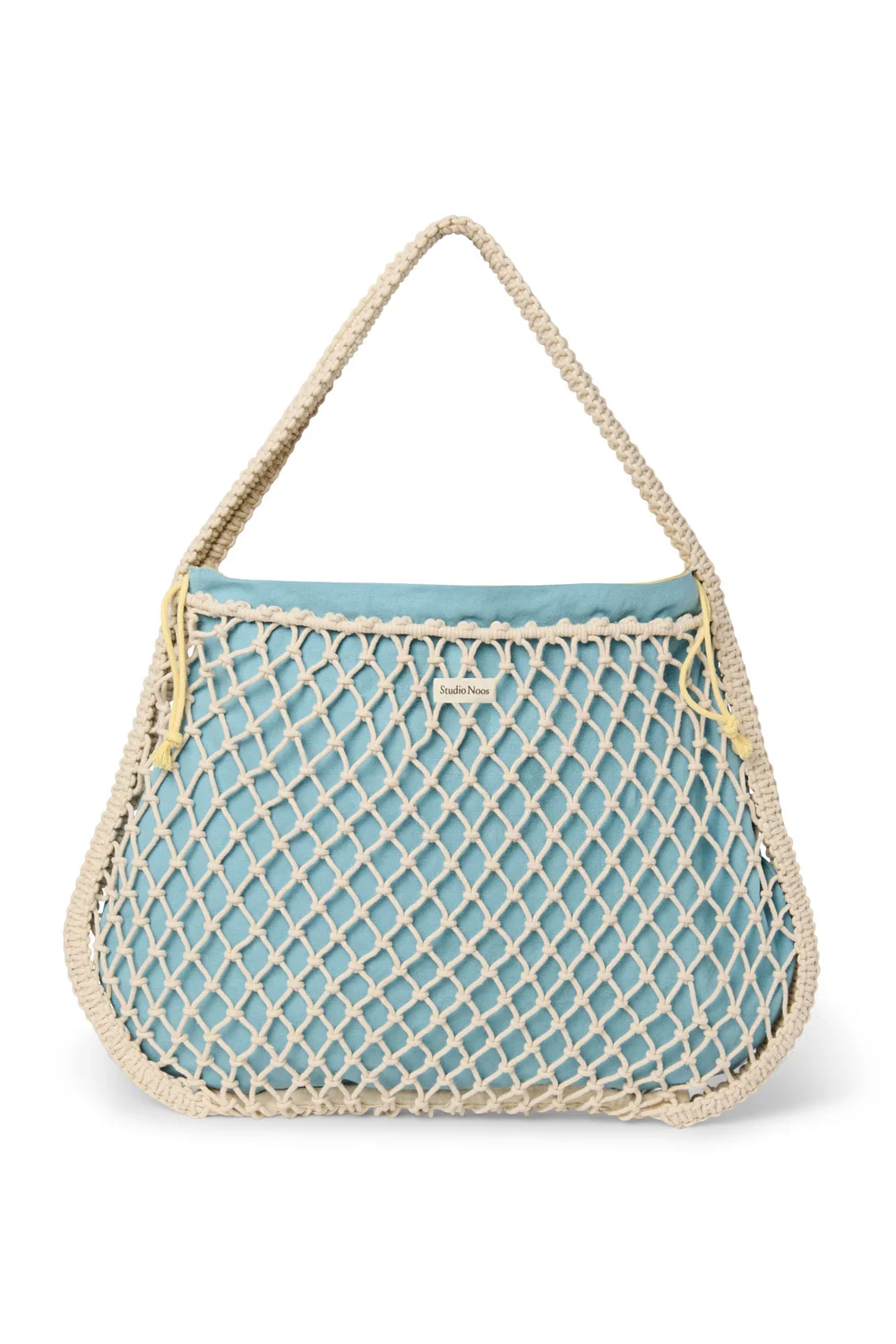 Blue-Yellow Reversible Insert | Natural Macramé Mom Bag with