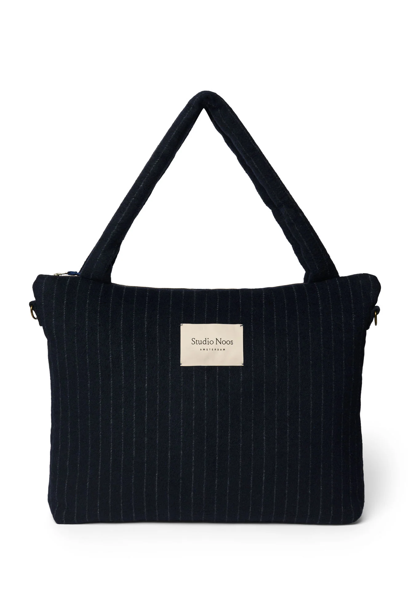 Flannel Chalkstripe Diaper Bag | Dark Blue