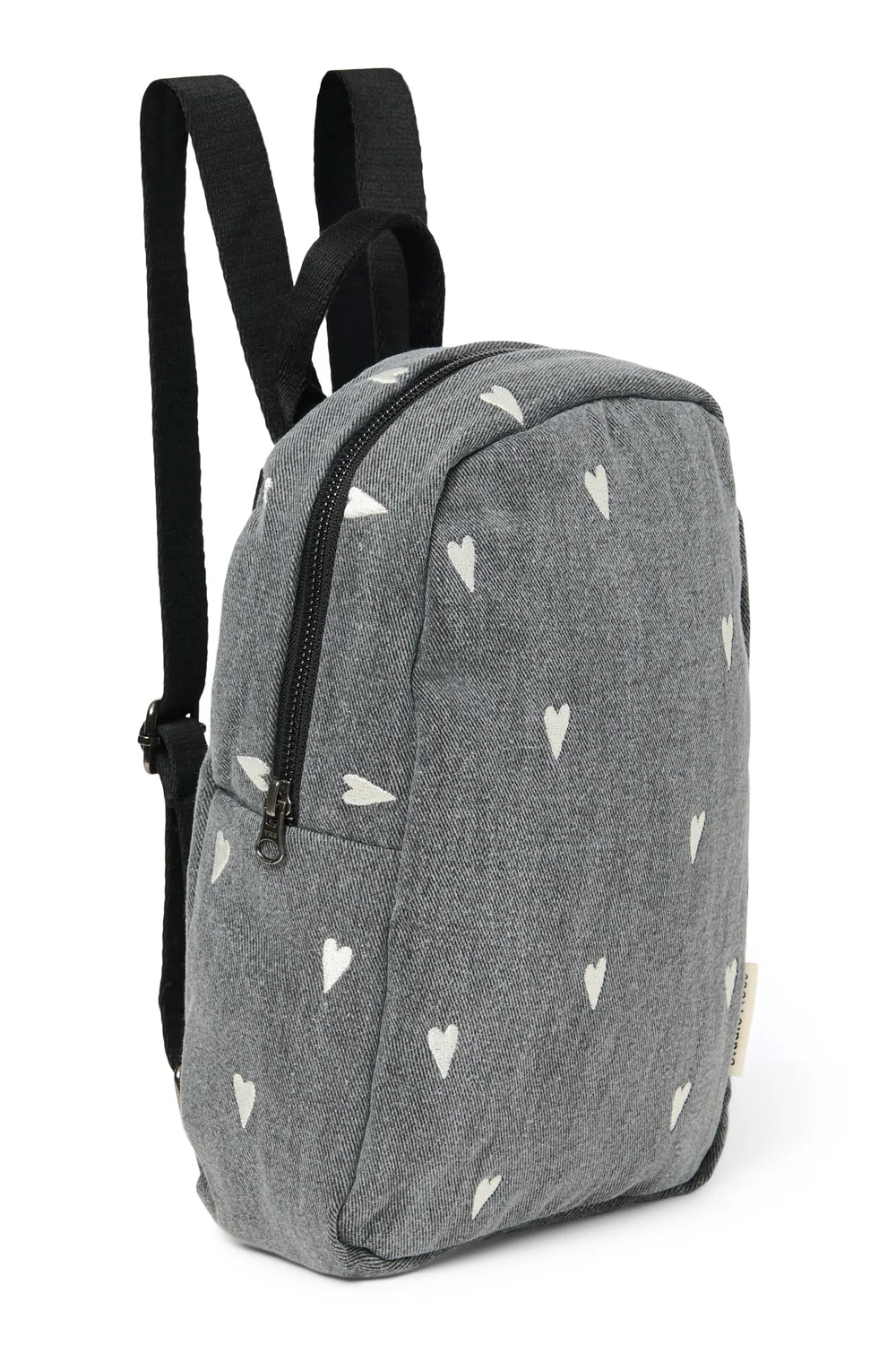 Denim Mini Backpack | Grey Hearts