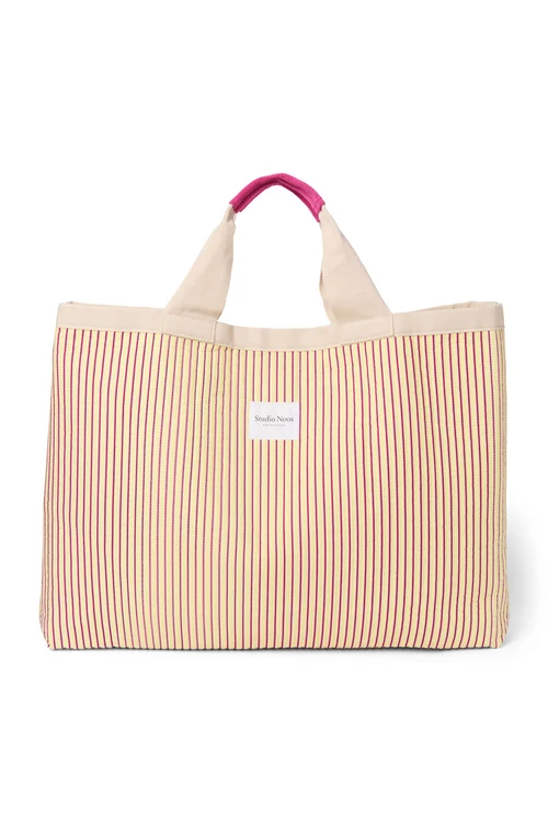 Poplin Striped Beach Bag | Butter Yellow
