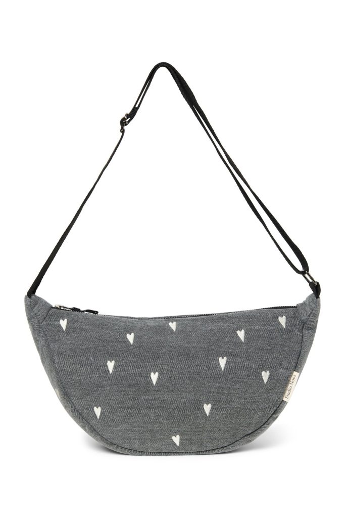 Denim Adult Fanny Pack | Grey Hearts