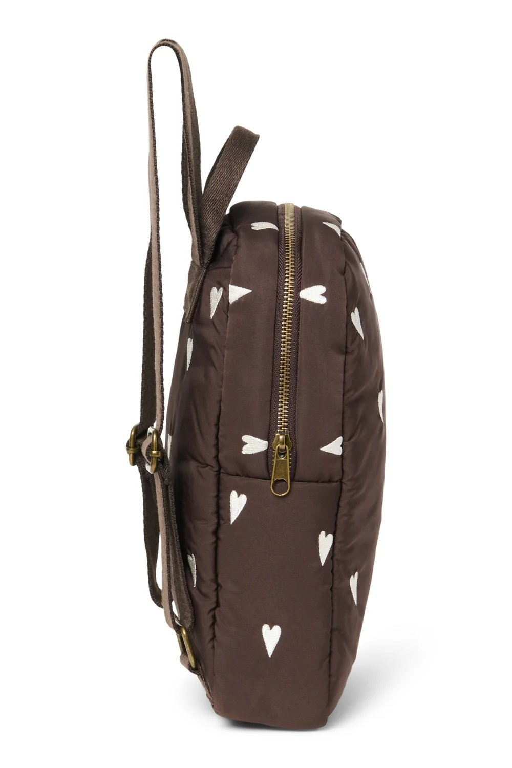 Puffy Mini Backpack | Brown Hearts