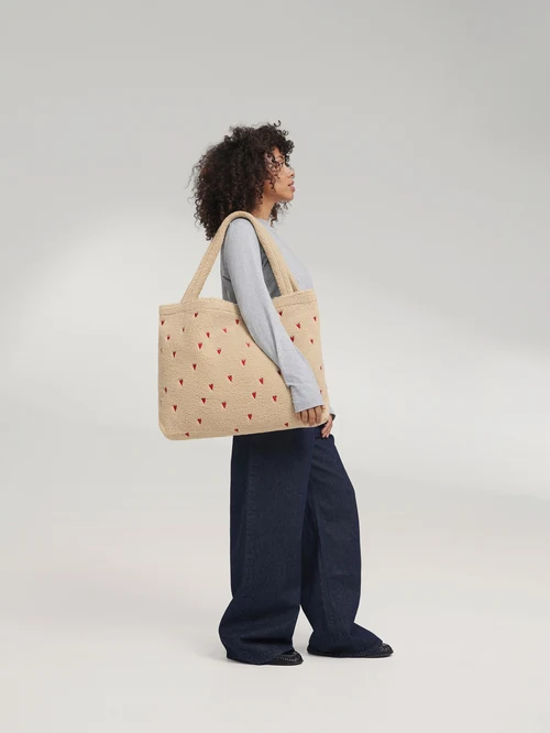 Teddy Mom Bag | Ecru Hearts