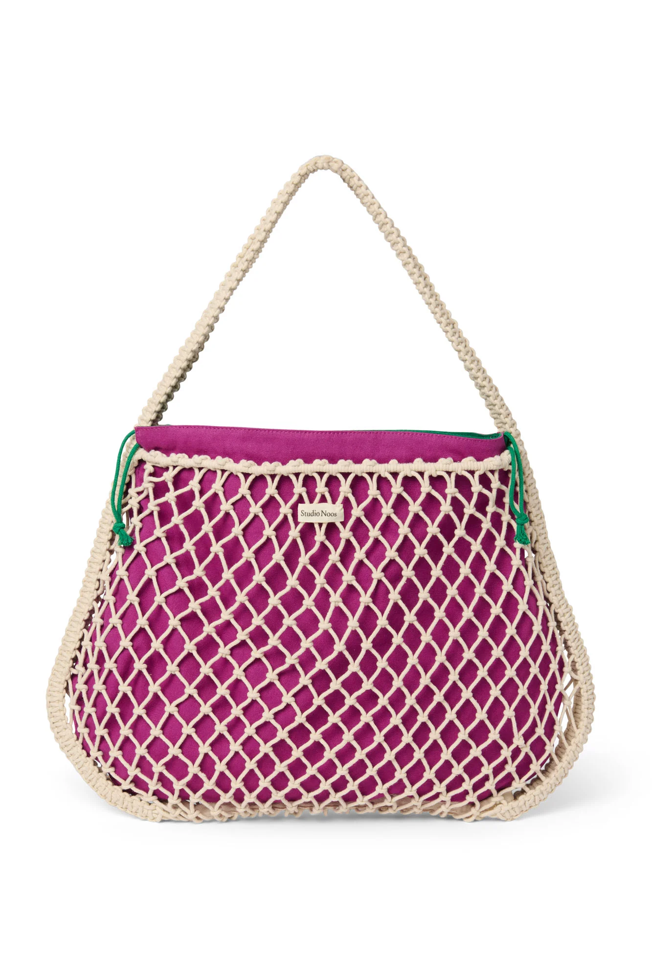 Purple-Green Reversible Insert | Natural Macram&eacute; Mom Bag with