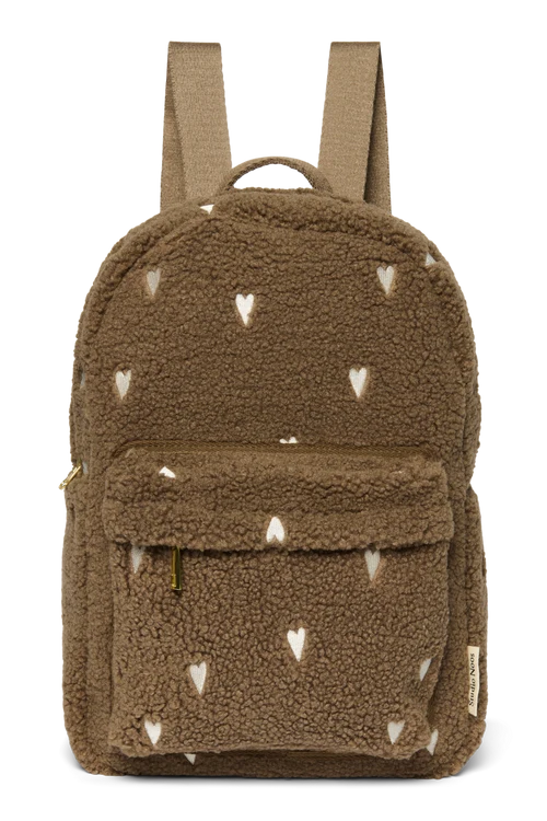 Teddy Midi Backpack | Brown Hearts