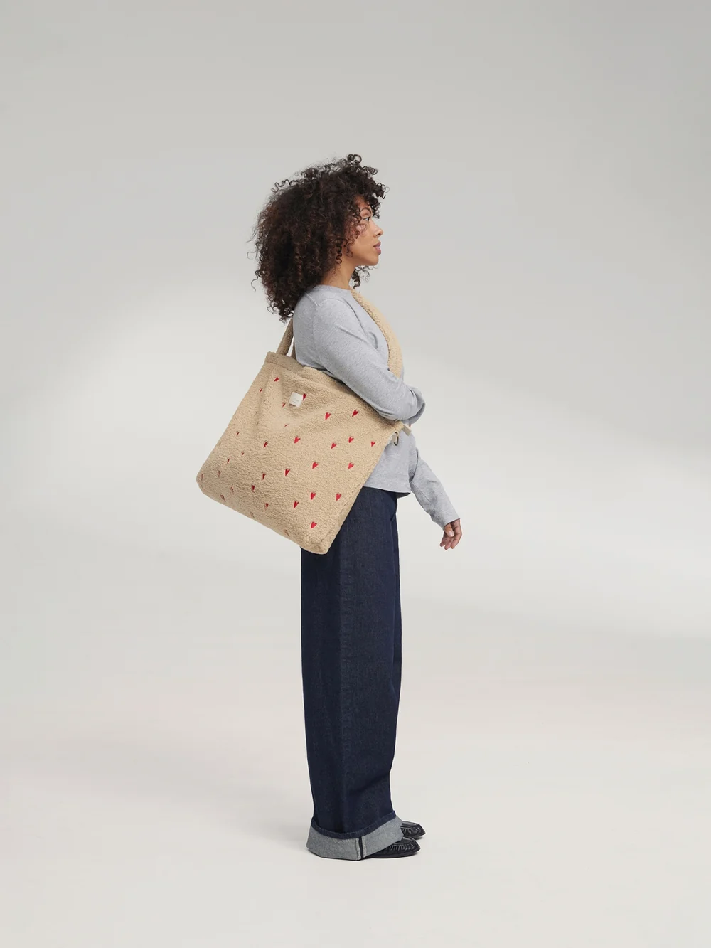 Teddy Diaper Bag | Ecru Hearts