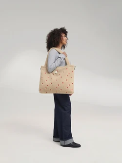 Teddy Diaper Bag | Ecru Hearts