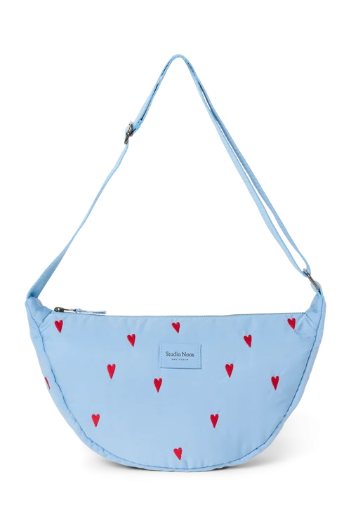 Puffy Adult Fanny Pack | Light Blue Hearts