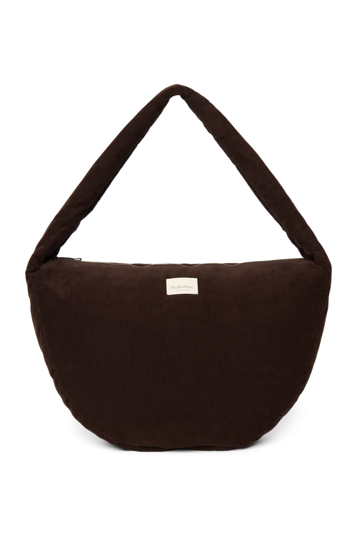 Rib Puffy Cross Body Bag | Dark Brown