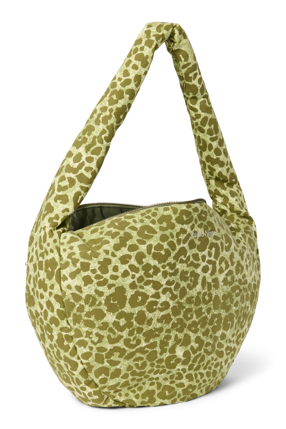Cotton Cross Body Bag | Green Leopard