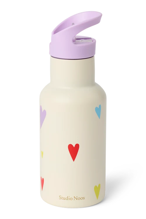 Stainless Steel Bottle 350ML | White Multicolor Hearts