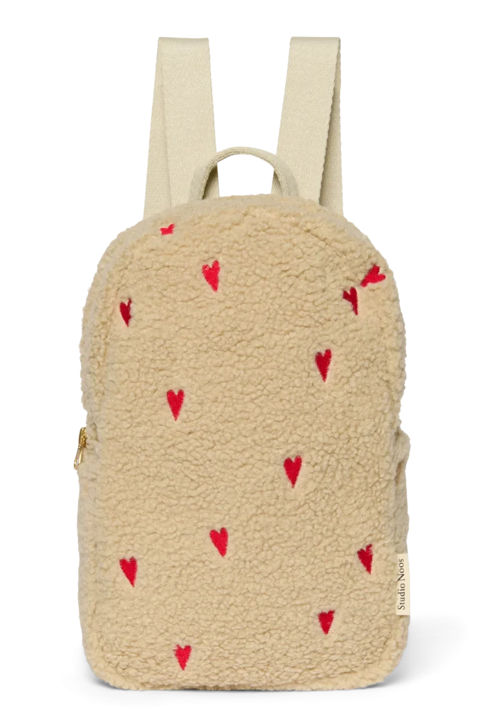 Teddy Mini Backpack | Ecru Hearts
