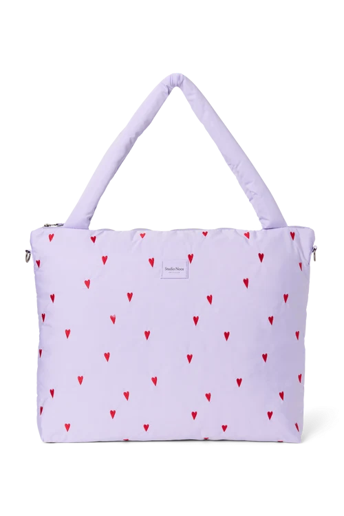 Puffy Diaper Bag | Purple Hearts