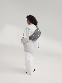 Denim Mini Cross Body Bag | Grey Hearts