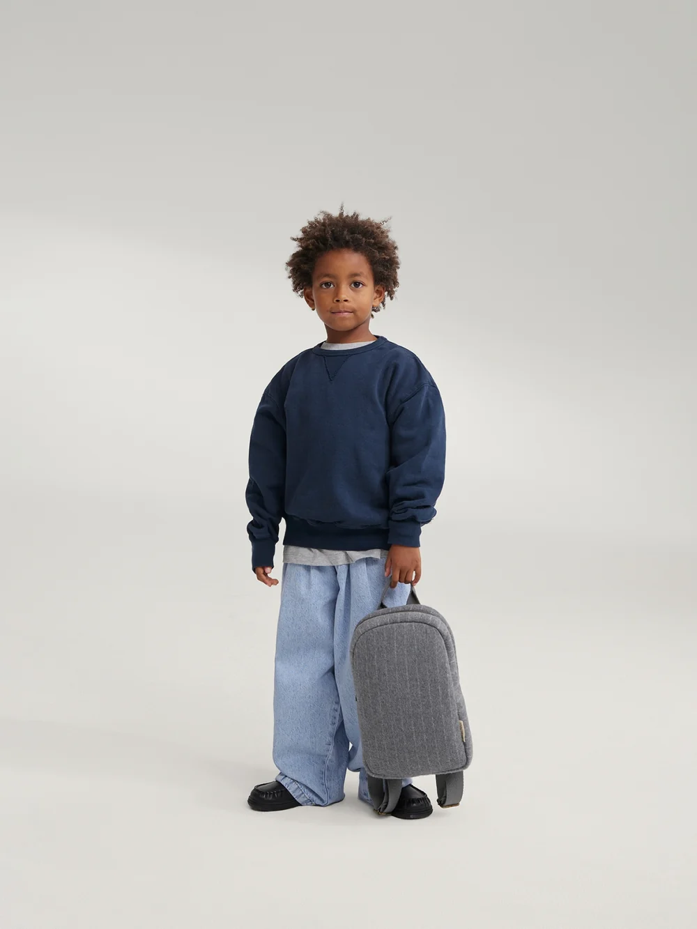Flannel Chalkstripe Mini Backpack | Light Grey