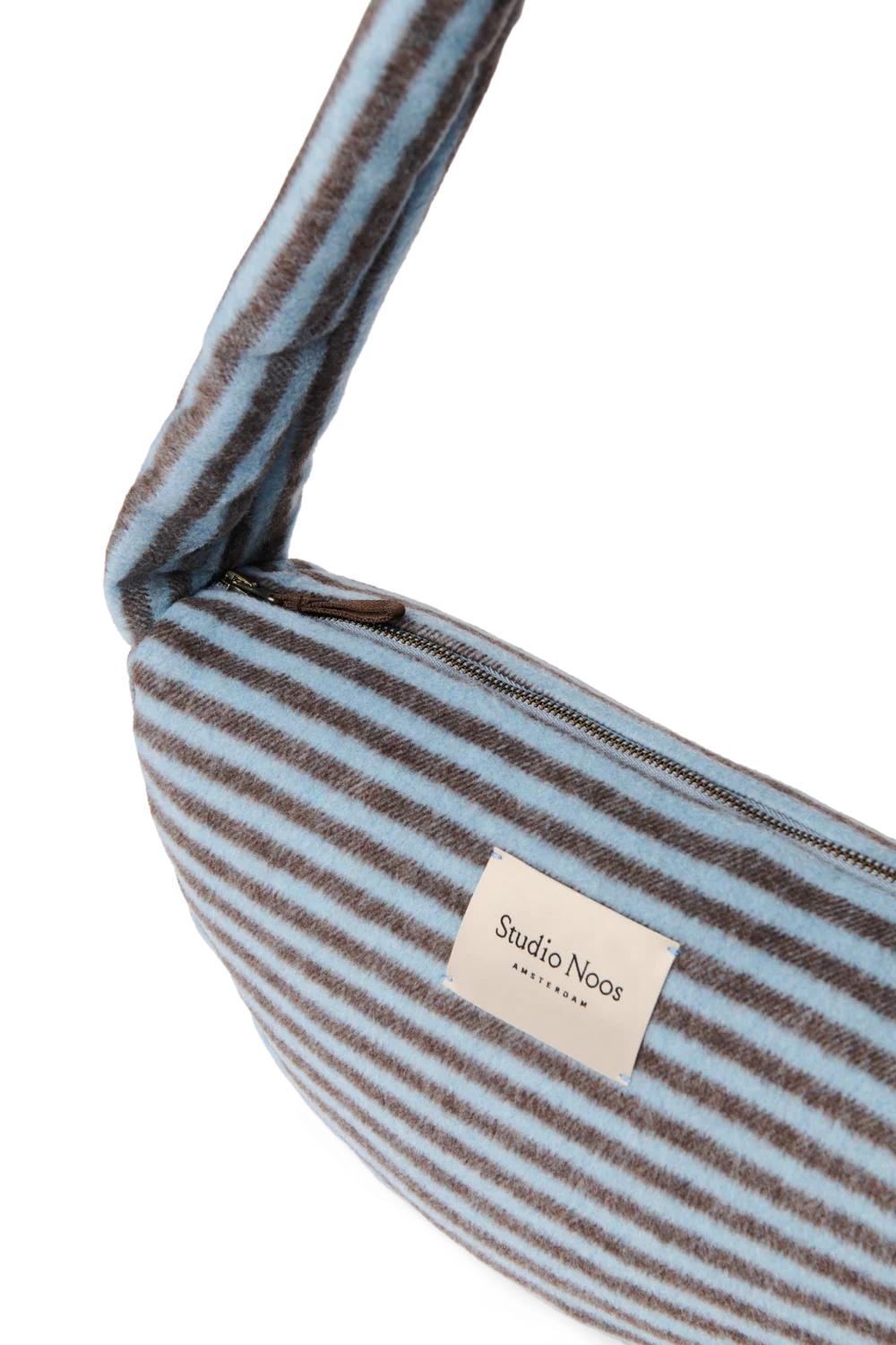 Stripy Wool Mini Cross Body Bag | Light Blue / Brown