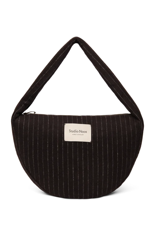 Flannel Chalkstripe Cross Body Bag | Brown
