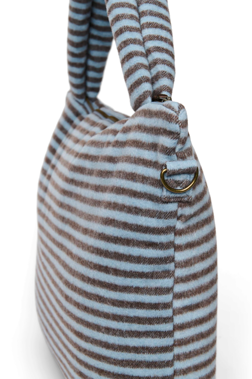 Stripy Wool Diaper Bag | Light Blue / Brown