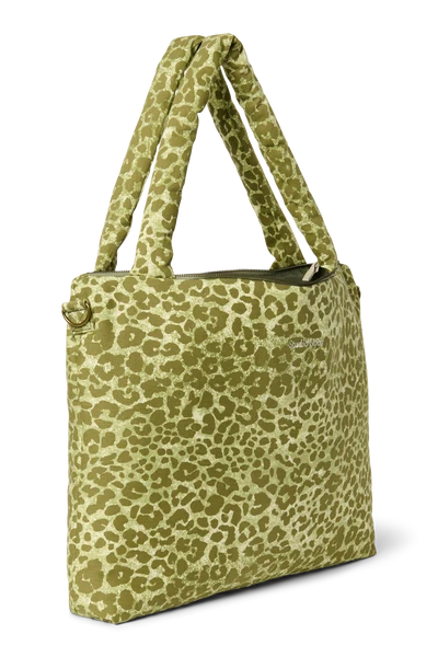 Cotton Diaper Bag | Green Leopard