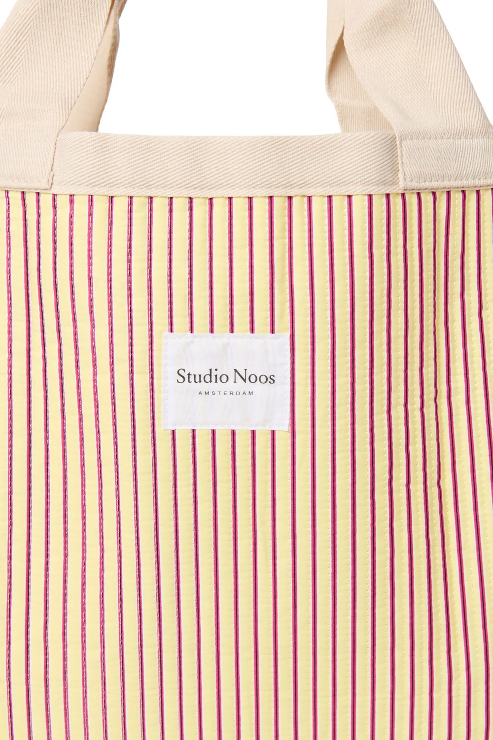 Poplin Striped Beach Bag | Butter Yellow