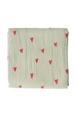 Swaddle Print Large | Green Hearts