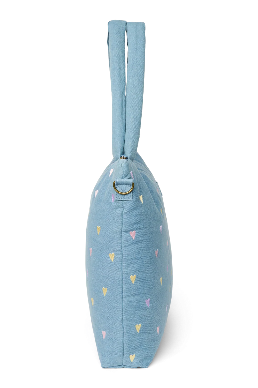 Denim Diaper Bag | Light Blue Hearts