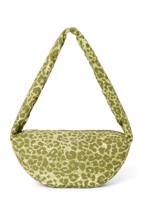 Cotton Mini Cross Body Bag | Green Leopard